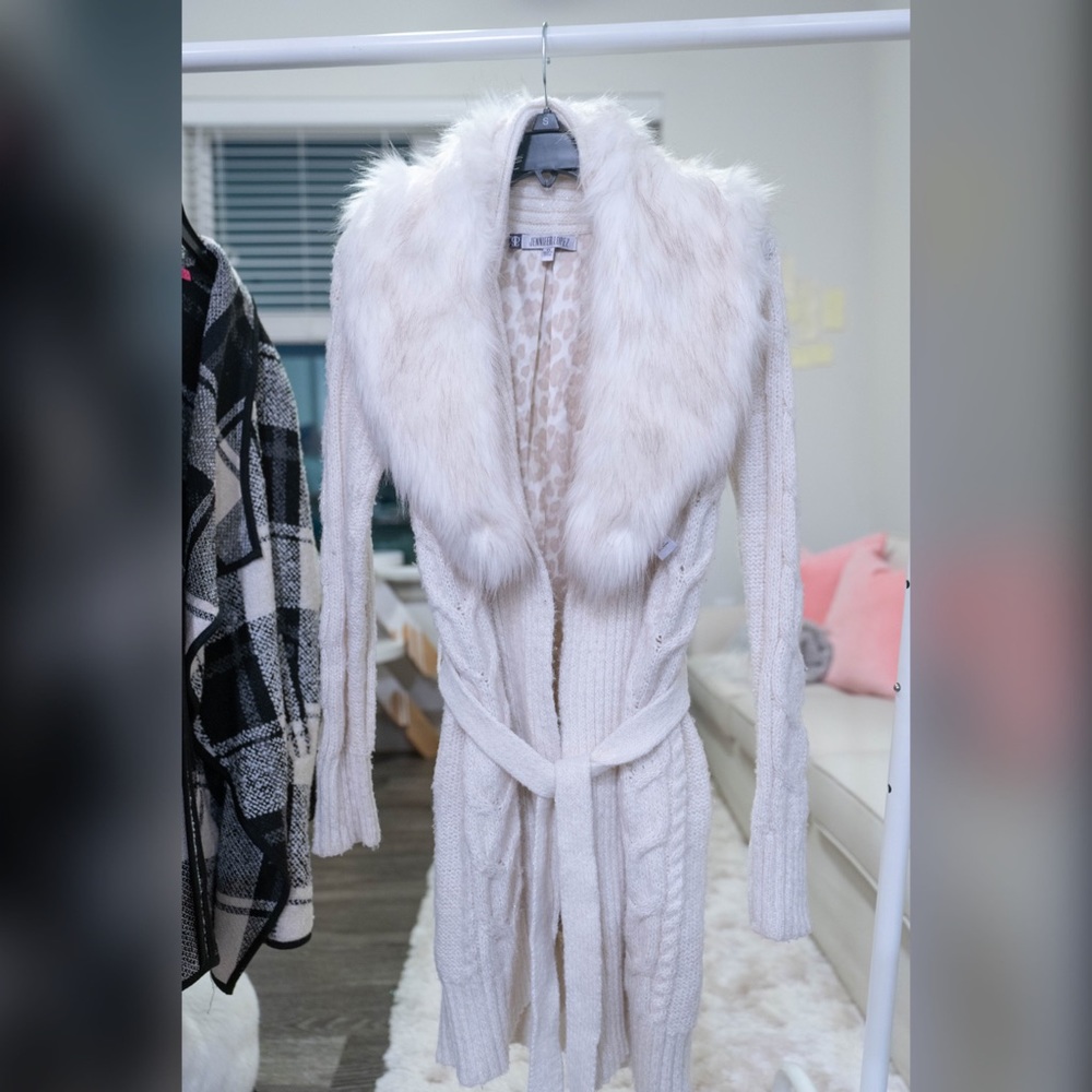 Jessica Simpson Fur Collar Knitted Sweater